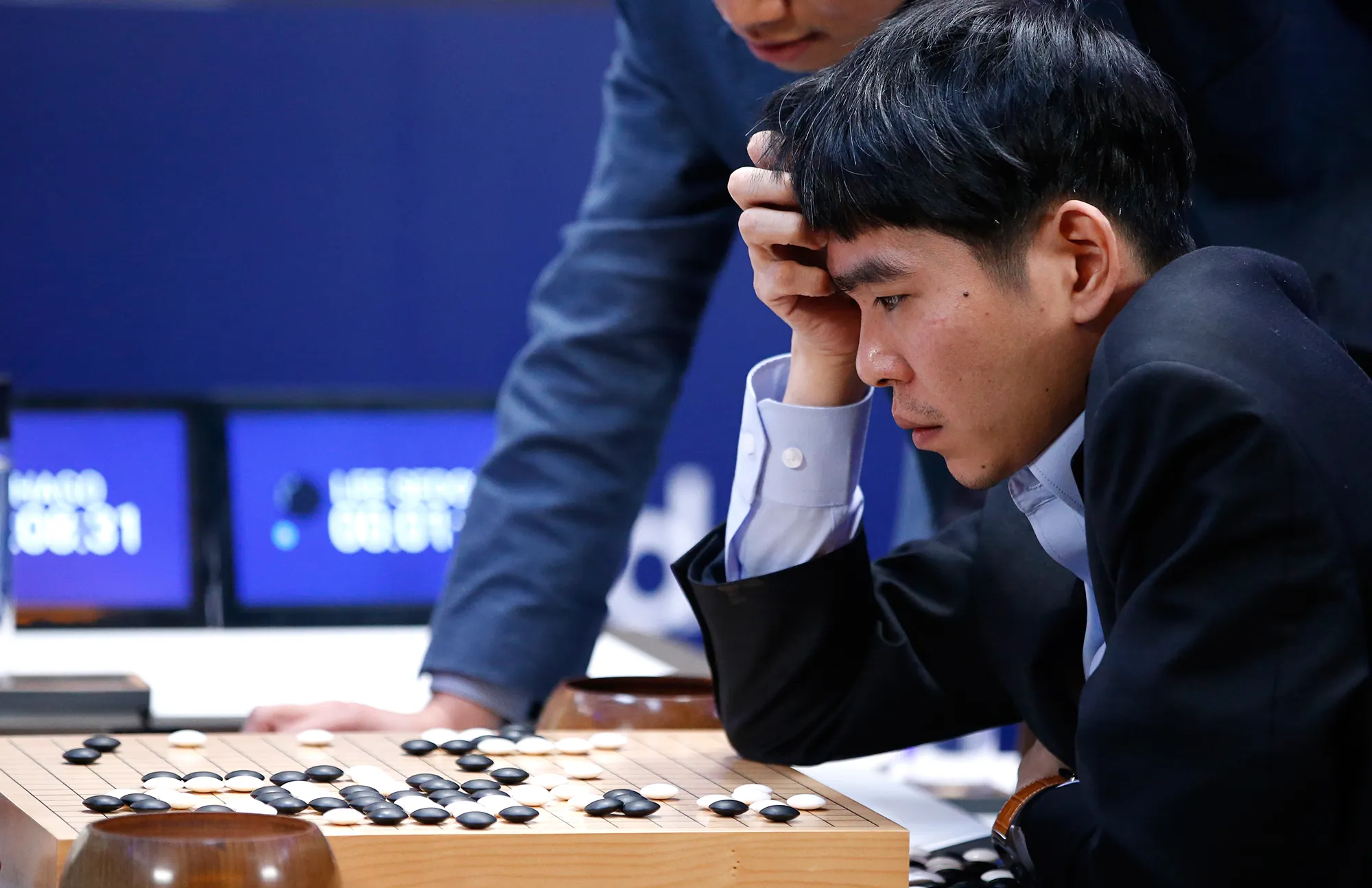 Lee Sedol contemplating during AlphaGo match